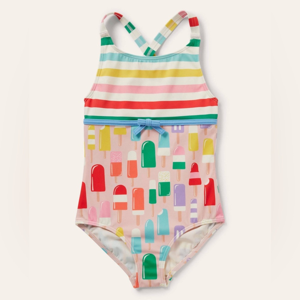 [Boden] Popsicle Stripe Print One Piece Swimsuit 8-9 Y